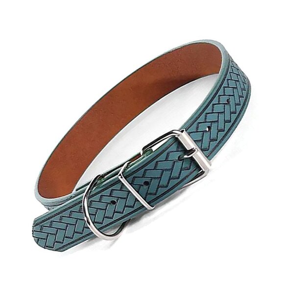 Kasen Herringbone Dark Teal Green Dog Collar Large Gift Packaged - Picture 10 of 10
